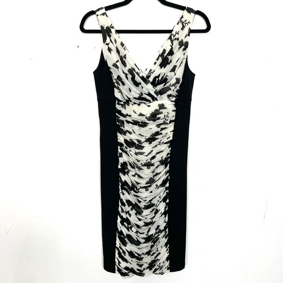 White House Black Market Instantly Slimming Dress Gathered Floral 4 Small mc - Picture 1 of 3